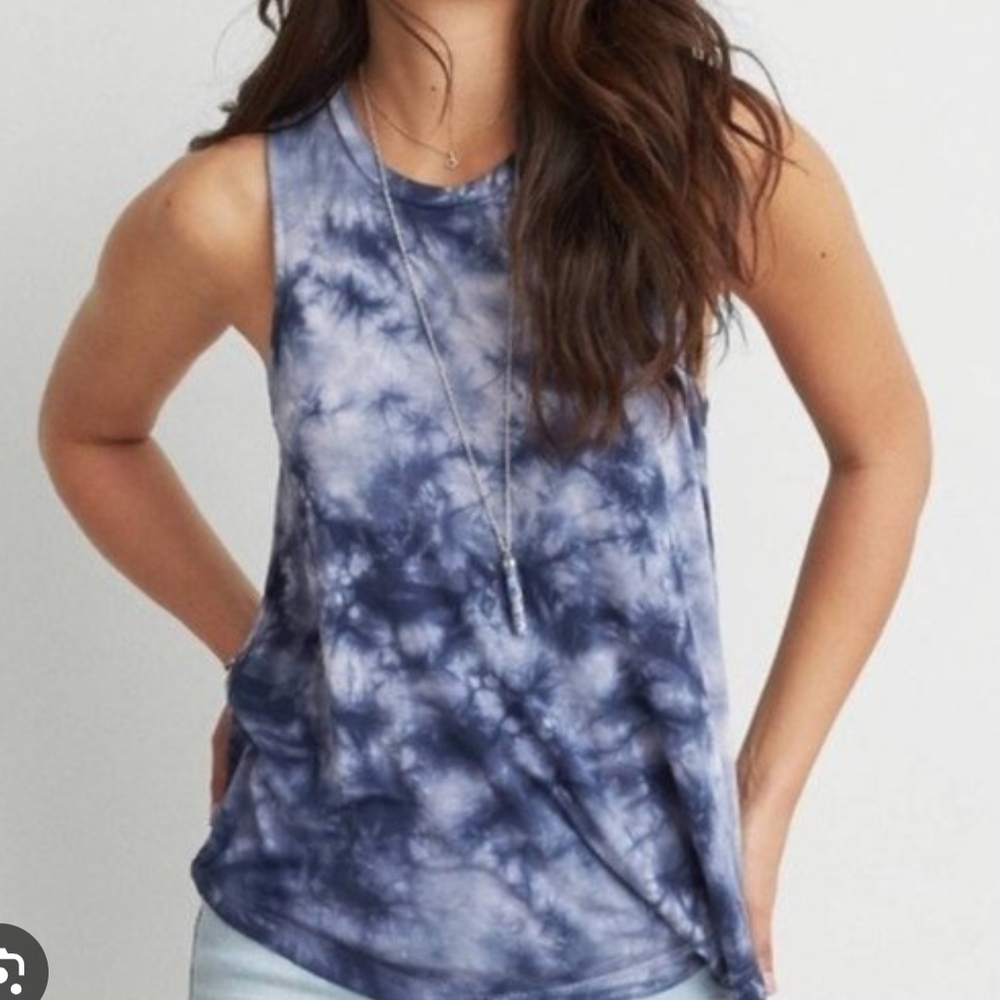Navy Tie-Dye Sleeveless Muscle Tee